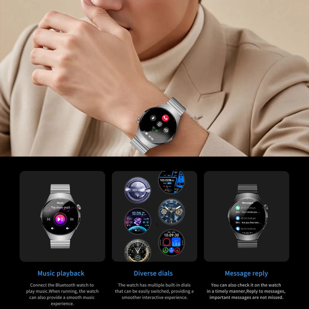 Linterna de luz fuerte para exteriores, pulsera con llamada de diente azul, reloj inteligente para hombres, deportes de salud, reloj inteligente de negocios, ritmo cardíaco resistente al agua - imagen 2