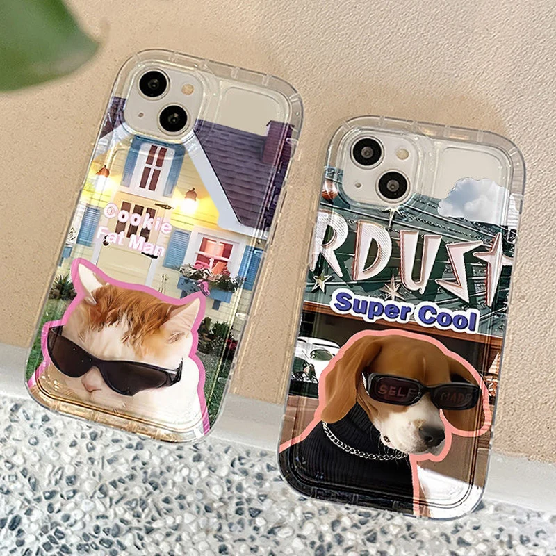 Funda de teléfono con gafas de sol y perro para Samsung Galaxy A04 A04S A04E A14 A24 A03S A13 A23 A73 A12 A22 A51 A71 contraportada transparente - imagen 2