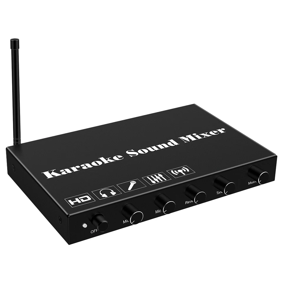 Mezclador de sonido de Karaoke HDMI con micrófono inalámbrico compatible con sistema mezclador de Karaoke BluetoothV5.0 con salida óptica HDMI Toslink AUX - imagen 2