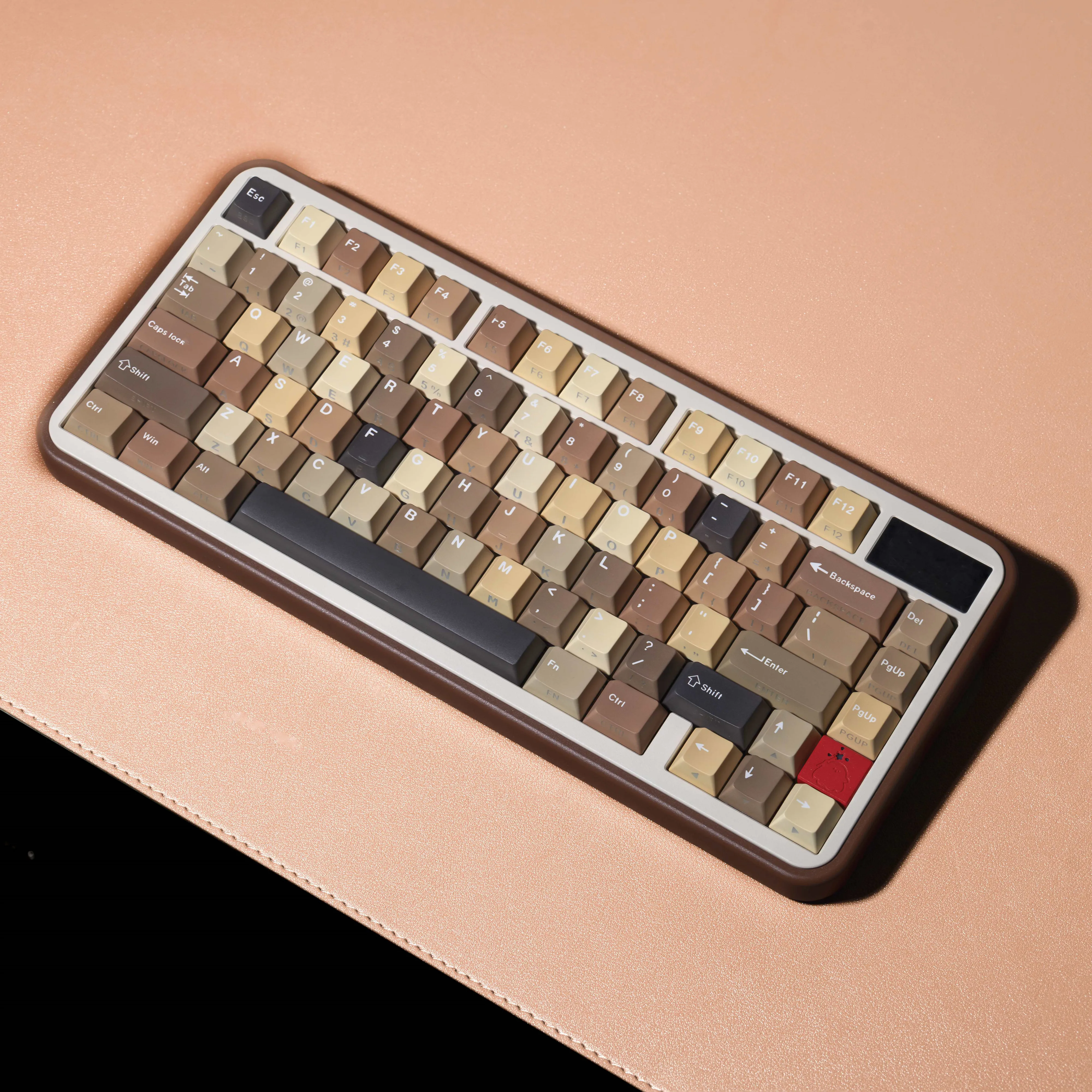 Teclas con doble impresión, teclas DE perfil cereza PBT café, 131 teclas DE/FR/KR/EN/ES/AR/JP ISO, diseño para teclado mecánico divertido 60 - imagen 2