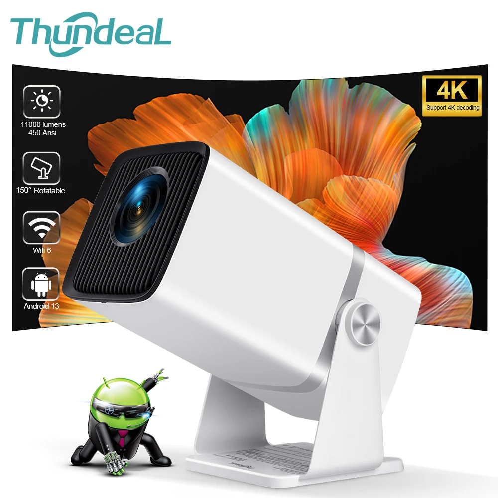 ThundeaL Mini proyector TD80W Full HD 1080P 4K Android WiFi cine en casa reunión vídeo película TD80 proyector portátil PK HY320