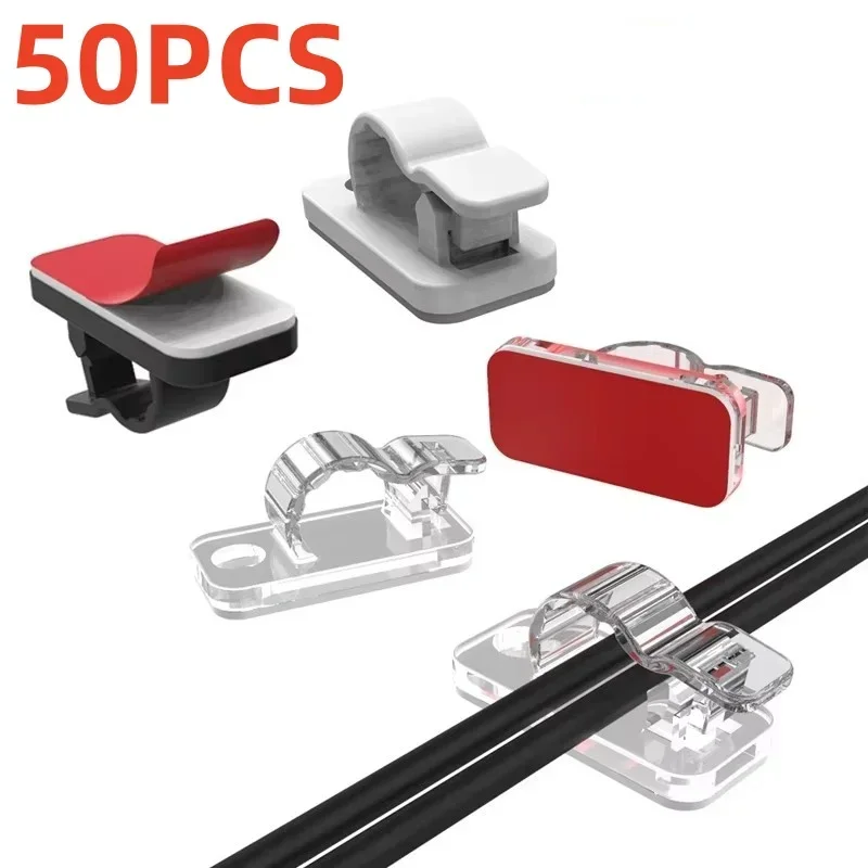 Clips para cables autoadhesivos, gestión de cables, soporte para cables, abrazadera organizadora, administrador de cables ordenado para escritorio, Clips para el hogar y la Oficina, 10/50 Uds. - imagen 3
