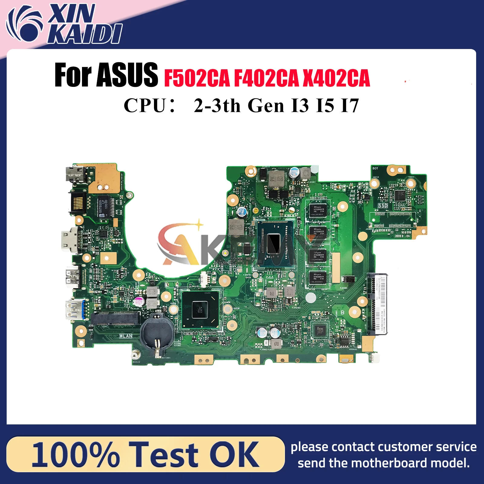 Placa base para ordenador portátil X402CA para ASUS VivoBook X402C F402CA F502CA X402CA placa base para portátil con CPU I3 I5 I7 100% pruebas OK stk