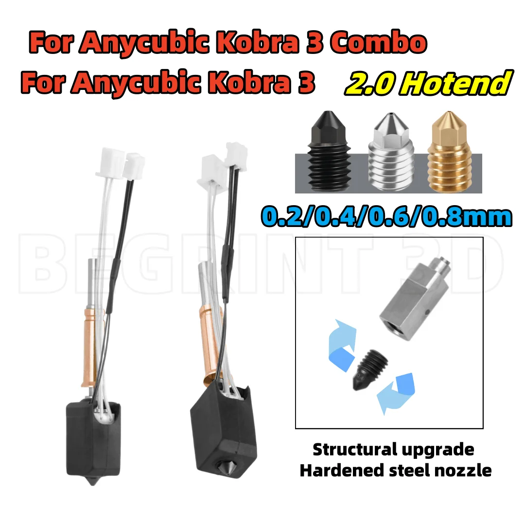 Kit Hotend mejorado para Anycubic Kobra 3 Bi metal Heatbreak Hot End 24V 60W tubo calefactor termistor para Anycubic Kobra 3 Combo