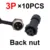 Back nut 3P 10PCS