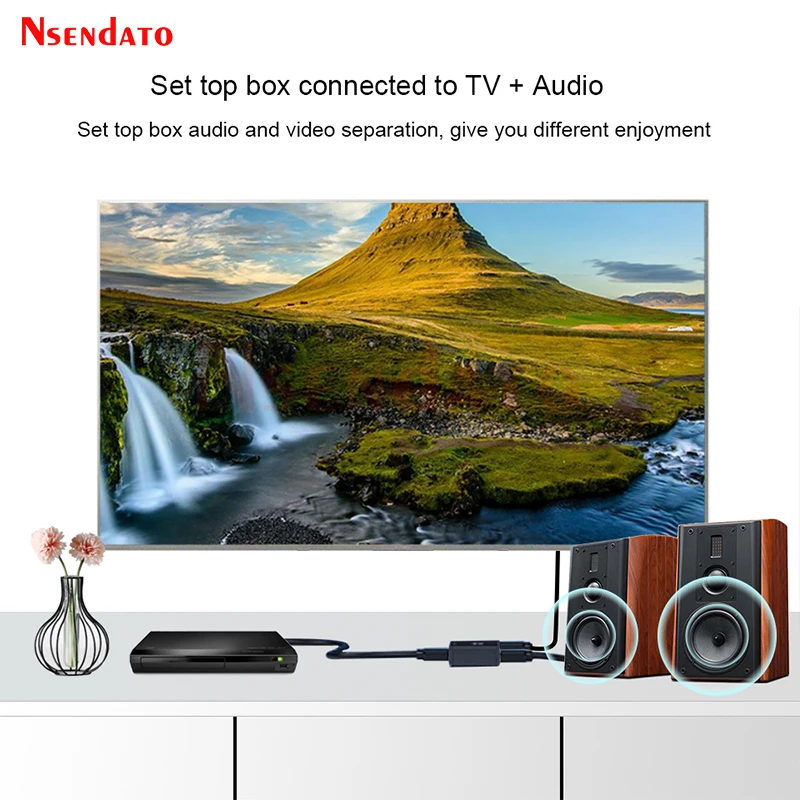 Conmutador 2,0 Compatible con HDMI, divisor de Extractor de Audio 4k 60hz HDMI a HDMI óptico TOSLINK SPDIF 3,5mm, convertidor 5.1ch/2.0ch ARC - imagen 4