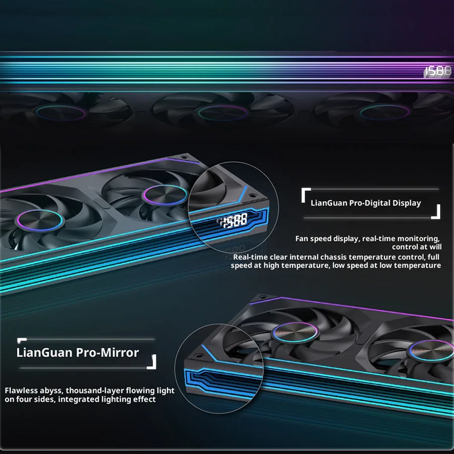 LOVINGCOOL Coherent Pro-360/240/120 Velocidad ARGB ​ ​ Integración siamesa del ventilador del bloque de construcción del ordenador del ventilador de la PC de la pantalla digital - imagen 5