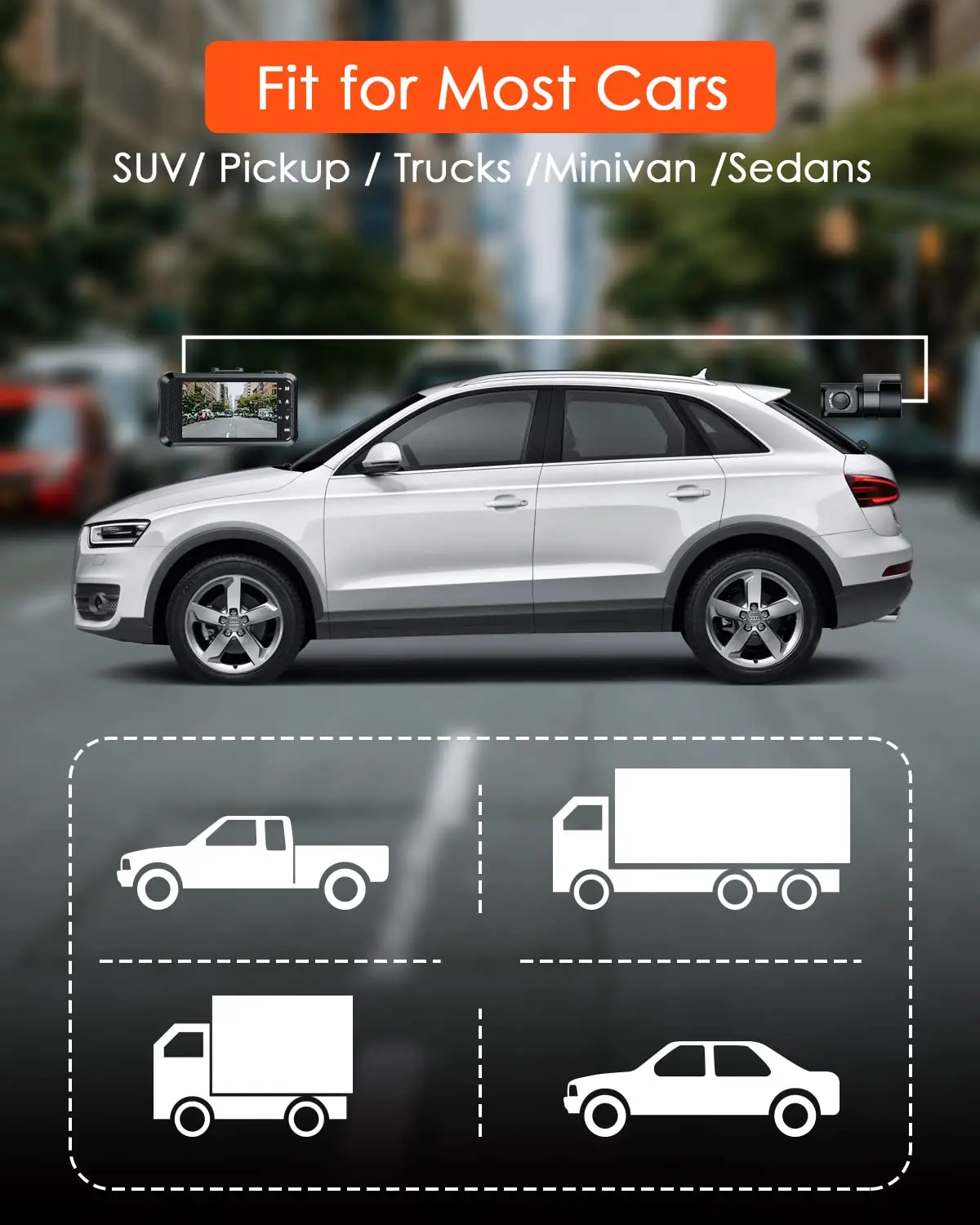 Cable de cámara trasera Vantrue para cámara de salpicadero N4, X4S, compatible con SUV/capotilla/camiones/Minivan/Sedans/remolques - imagen 5