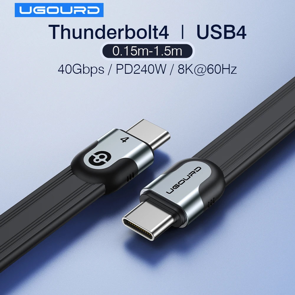 40Gbps Thunderbolt 4 USB C Cable de función completa Cable plano USB 4 fecha 0,15 m 1 m 8K PD 240W Cable para Thunderbolt3 iPhone 15/16 SSD - imagen 2