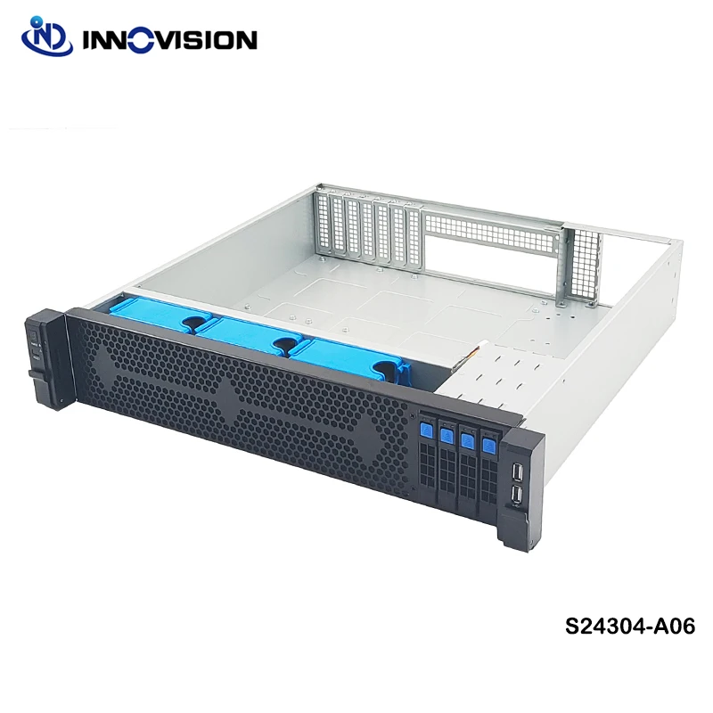 Chasis compacto de servidor hotswap 2U, 4 bahías ssd, compatible con placa eatx S24304 con carcasa de plano trasero sata o nvme, profundidad de 430mm - imagen 3