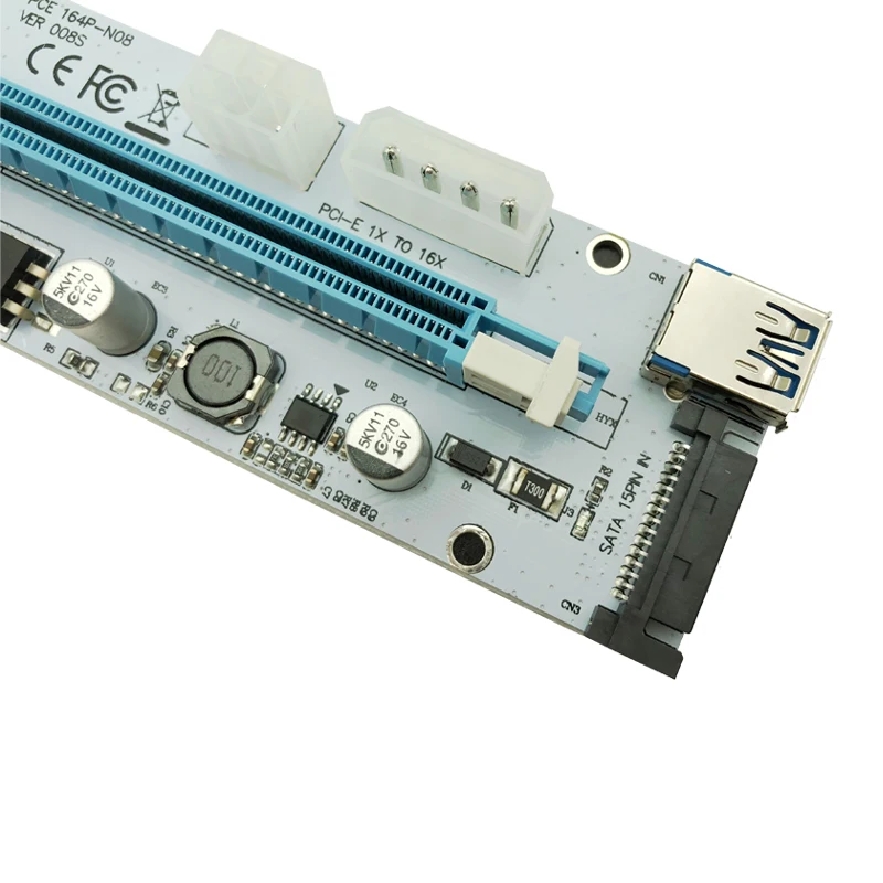 008S 4 pines/6 pines/SATA PCIe 1X a 16X Express Riser tarjeta gráfica PCI-E Riser extensor 60cm Cable USB3.0 para tarjeta de vídeo minería - imagen 2