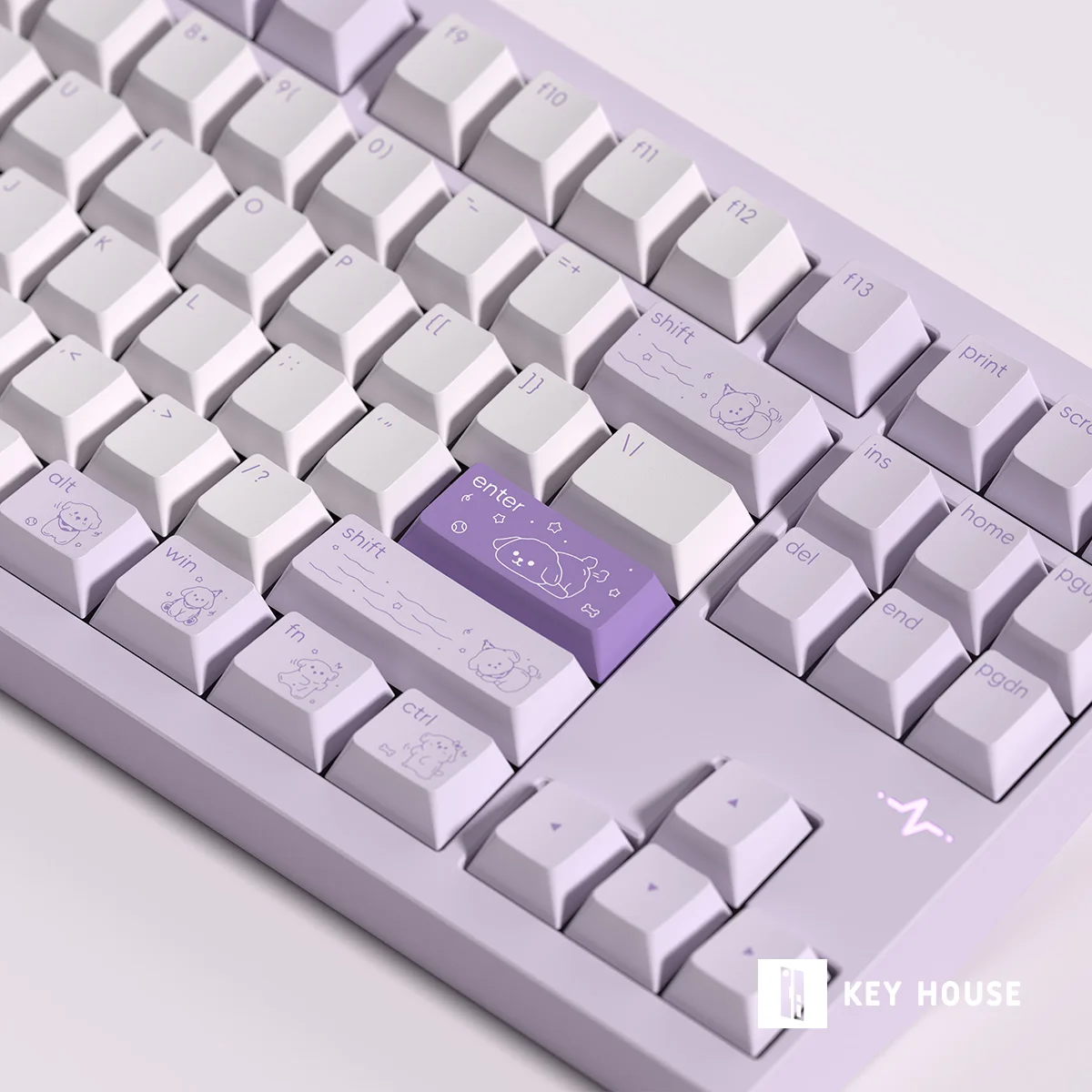 Púrpura Rosa estrella perro Keycap cereza Pbt sublimación púrpura Keycap 133 teclas 7U/2.25U/2.75U barra espacial Alice diseño Keycap - imagen 2