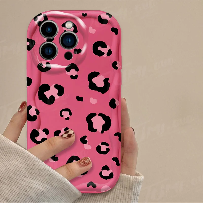 Funda de silicona a prueba de golpes para iPhone, carcasa con estampado de leopardo, corazón de amor, onda 3D, 15, 14, 13, 12, 11 Pro Max, X, XR, XS, 8, 7, 6, 6S Plus, SE, 2020 - imagen 5