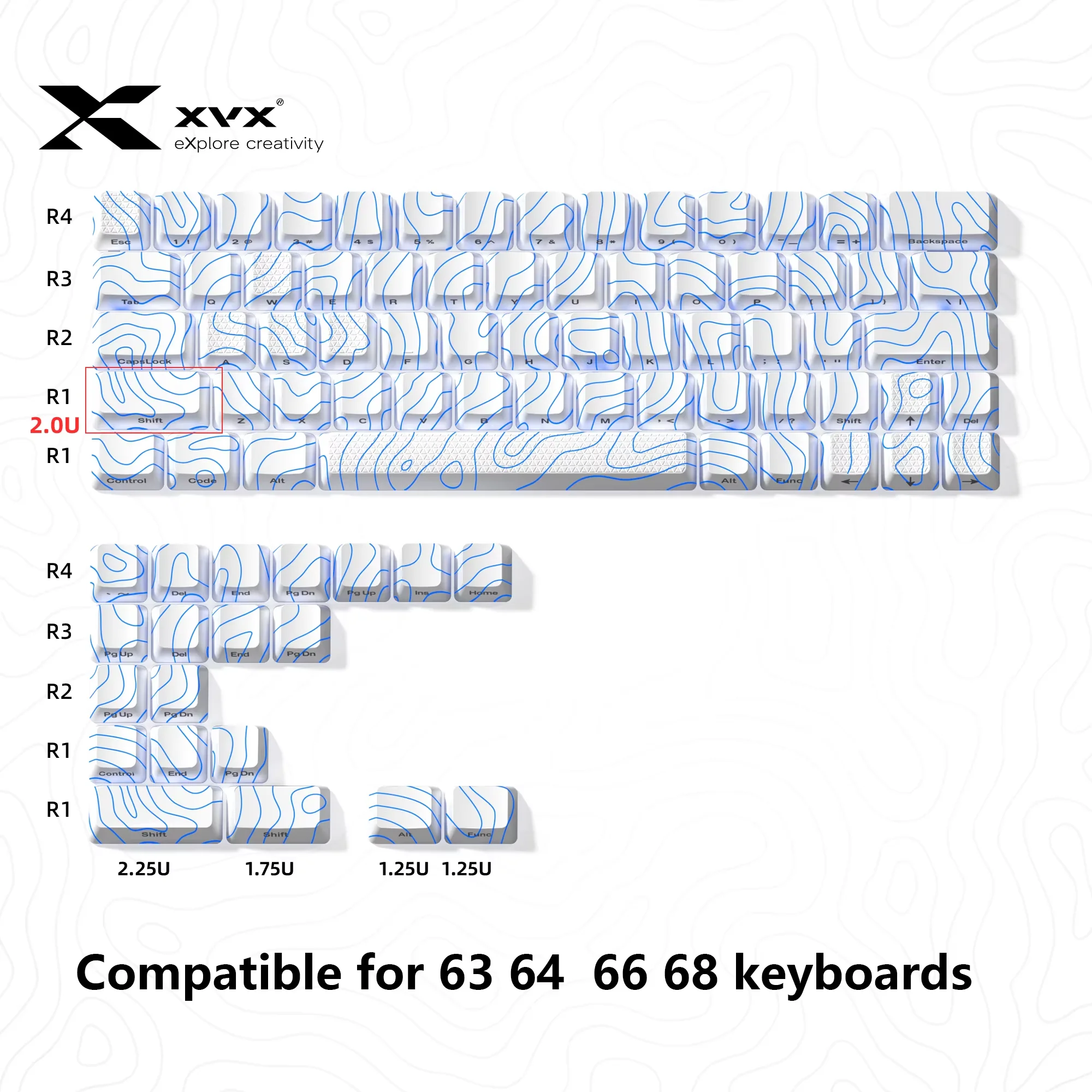 XVX 84 teclas topográfico nueva versión patrón brillante perfil OEM IMD-Tech Keycap para teclado de interruptores Cherry Gateron MX
