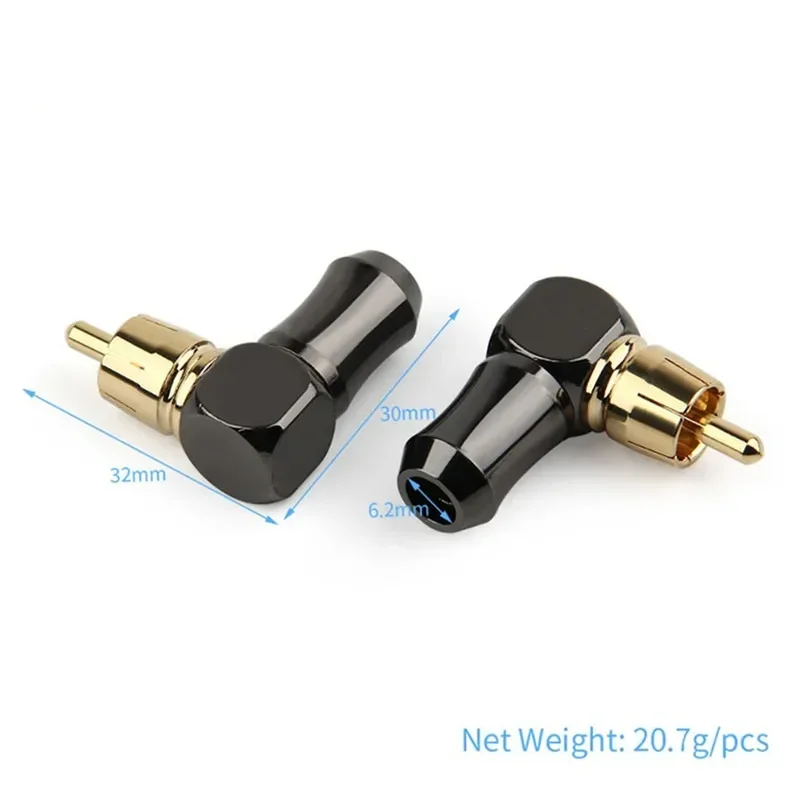 Conector RCA macho tipo L, codo de ángulo recto de 90 grados, enchufe RCA, Terminal de altavoz, Conector de Audio para soldar Cable de vídeo - imagen 3