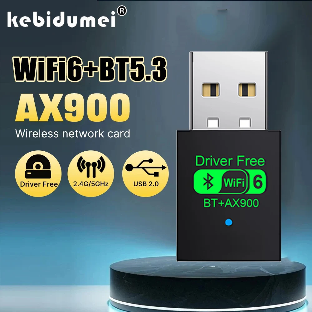 WiFi 6 AX900 Bluetooth 5,4 WiFi adaptador USB tarjeta de red inalámbrica 2,4G y 5GHz receptor Wlan receptor de señal para PC/portátil Win10/11