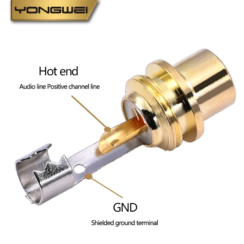 YONGWEI-reproductor de vídeo hembra RCA soldado chapado en oro, adaptador de piezas DIY, conector de audio AV, enchufe macho de resorte de metal - imagen 4