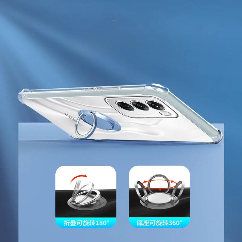 Funda transparente con soporte de anillo para Reno 12 Pro 5G, bolsa de aire transparente, cubierta de TPU suave a prueba de golpes para Reno 12 Pro 11F 11 10 Pro Plus - imagen 3