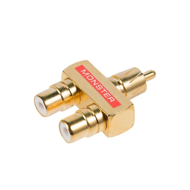 1 unidad de adaptador RCA de enchufe divisor de Audio AV de cobre chapado en oro, conector macho a 2 hembra - imagen 2
