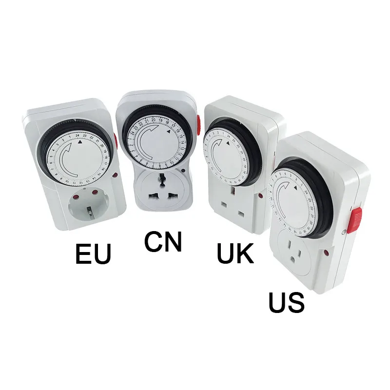 Interruptor de temporizador cíclico de 24 horas, enchufe de sincronización Universal, temporizador mecánico 230VAC 3500W 16A UK EU CN US - imagen 3