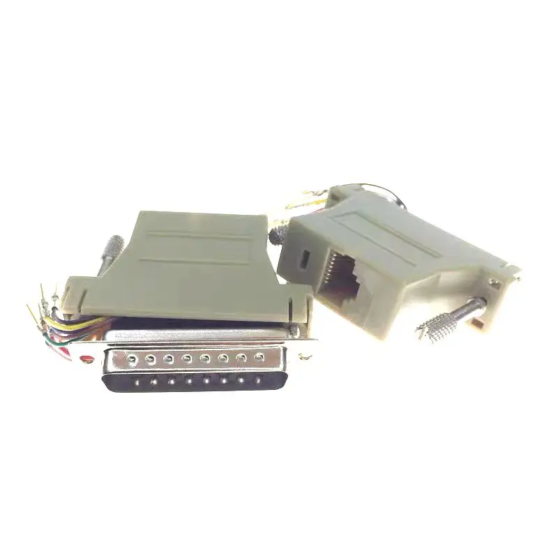 5 uds DB25 conector macho de 25 pines a adaptador de módem hembra RJ45 adaptador convertidor Compatible D-Sub RS232 - imagen 5