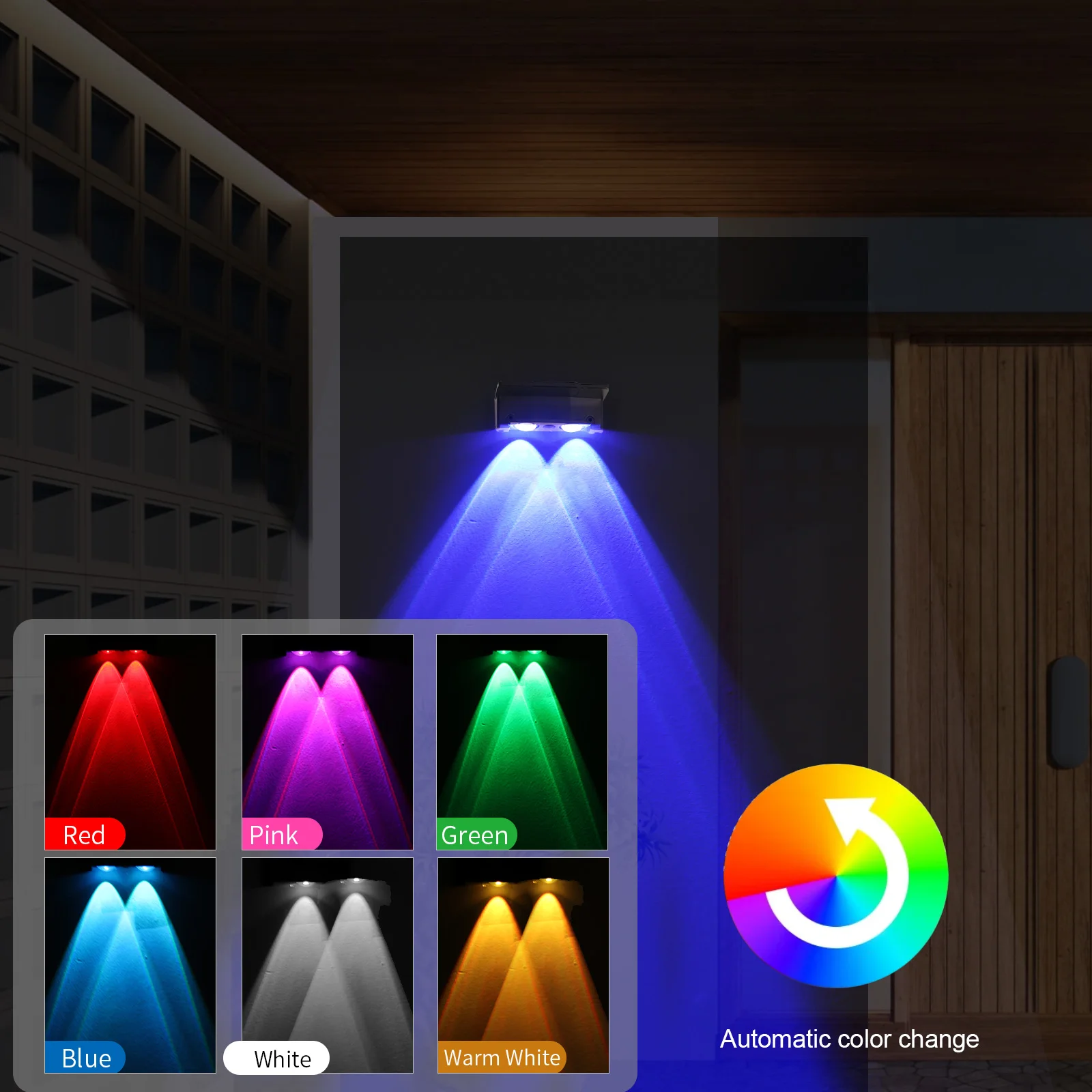 Lámpara Solar de pared RGB, lámparas de decoración, luz de valla para Patio, jardín, camino, exterior, IP65, resistente al agua - imagen 2