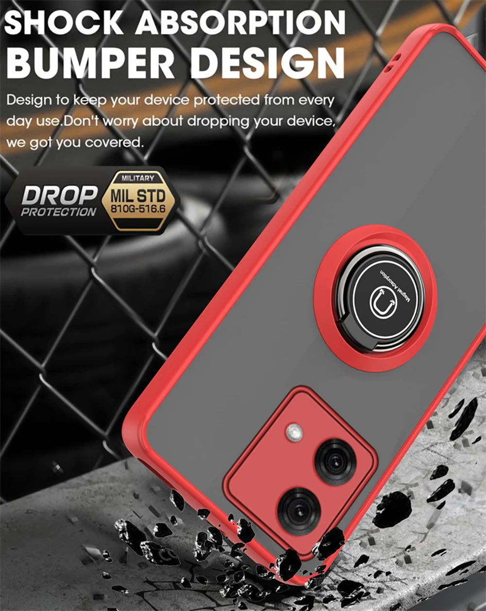 Funda rígida de PC a prueba de golpes para Motorola Moto G84 5G, carcasa de armadura Mate, Funda protectora de anillo con soporte magnético para Moto Rola G 84 84G MotoG84 5G - imagen 5