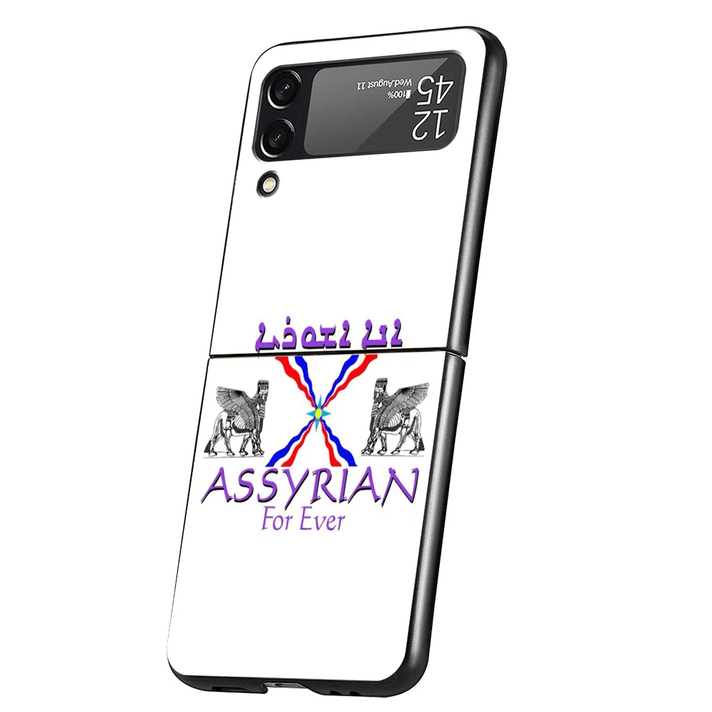 Funda de teléfono asyrian con bandera de Asiria para Samsung Galaxy Z Flip 3 4 5 6 7, PC plegable negro duro para Samsung Z Flip3 Flip4 Flip5 - imagen 2