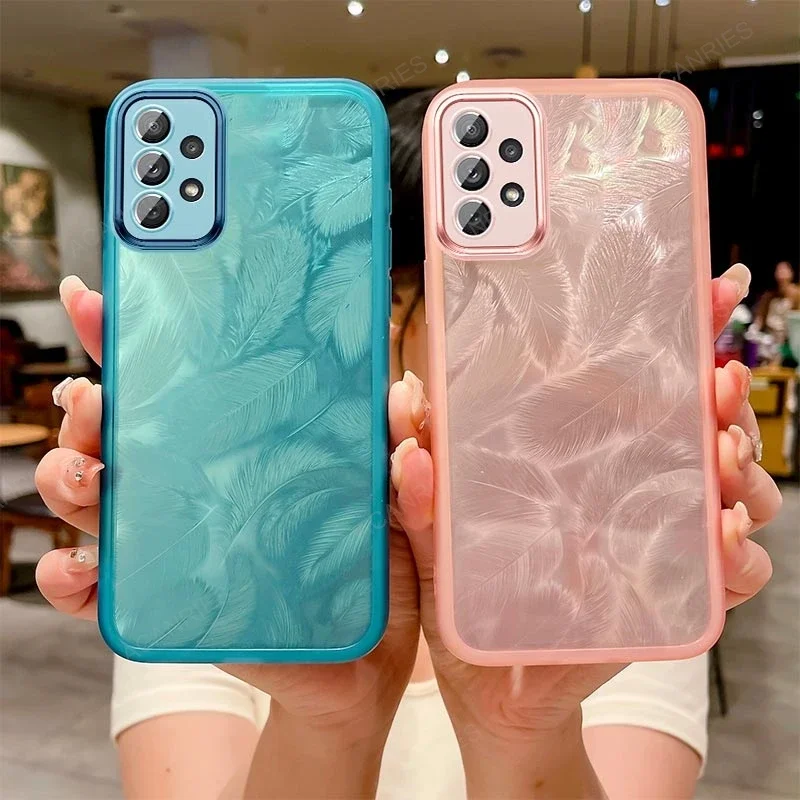 Funda suave de silicona con diseño de plumas de lujo para Samsung Galaxy A73 5G A72 4G A53 A52 A33 A32 A23 A13 Cover A 73 72 53 52 33 32 23 - imagen 3