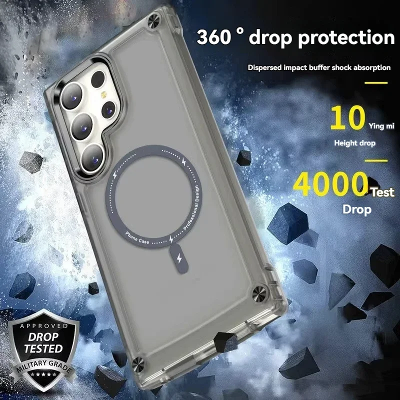 Funda magnética de armadura híbrida para Magsafe Samsung Galaxy S25 S24 S23 Ultra S22 Plus S 25 Mag, funda de teléfono con parachoques seguro a prueba de golpes - imagen 5