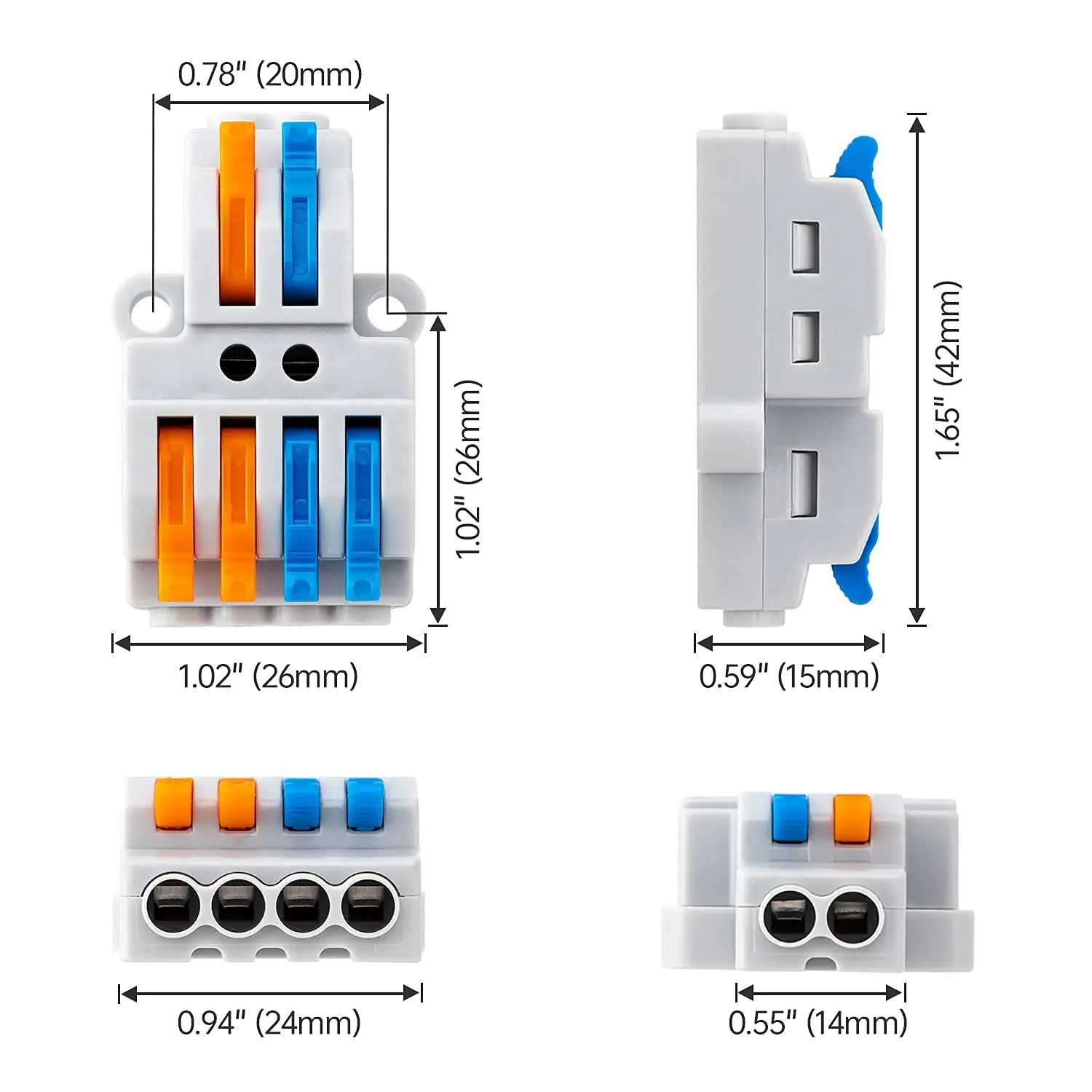 5/10 Uds conectores de cable 2 a 4 conectores rápidos compactos para cables Terminal de conector de tuerca de cable de poste para 28-12 AWG - imagen 2