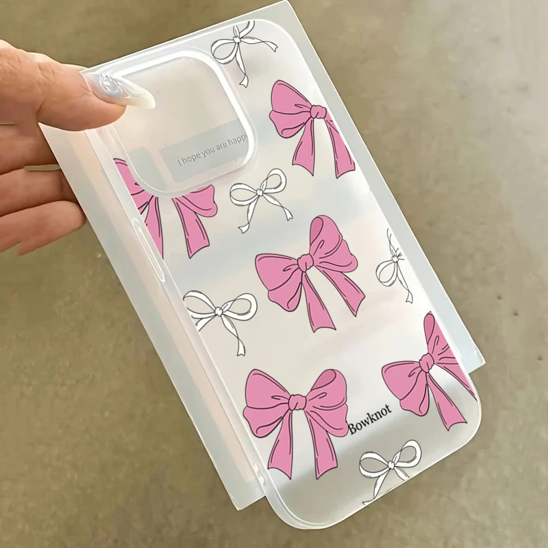 Funda de teléfono transparente de estilo dulce con lazo rosa de primera calidad para iPhone 17 Pro Max 16 15 Plus 13 12 Mini 11 XS X XR 7 8 17 Air 16 - imagen 2