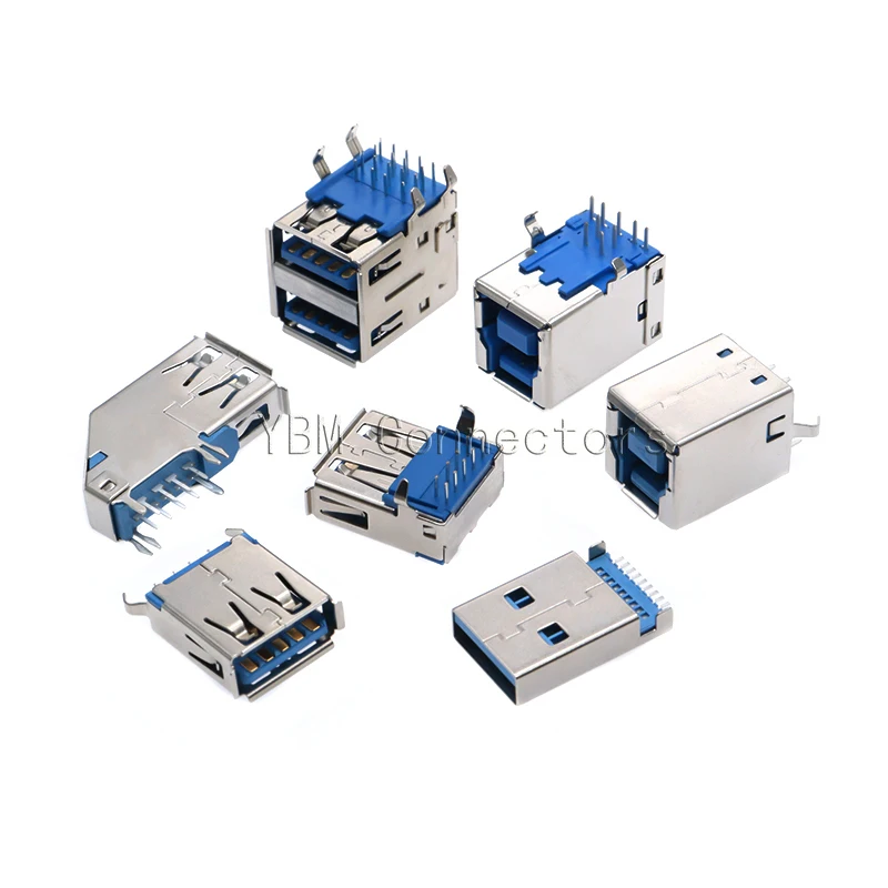 Conector USB 3,0 de 5 piezas, terminal de impresora de interfaz de alta velocidad, tipo A hembra, tipo B, AF, inserción lateral de 90 grados, 3,0 grados, 180 - imagen 5