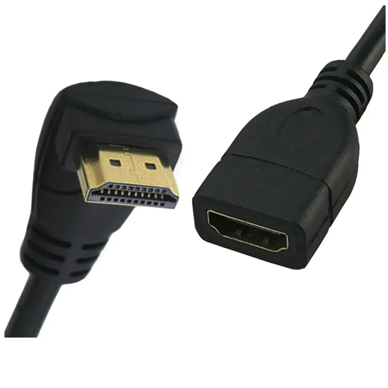 Cable de extensión macho y hembra Compatible con HDMI, 90 grados, 4K, 3D, Qure Copper, versión 1,4, 1080P, para TV HD, Notebook, PS3, proyector - imagen 3