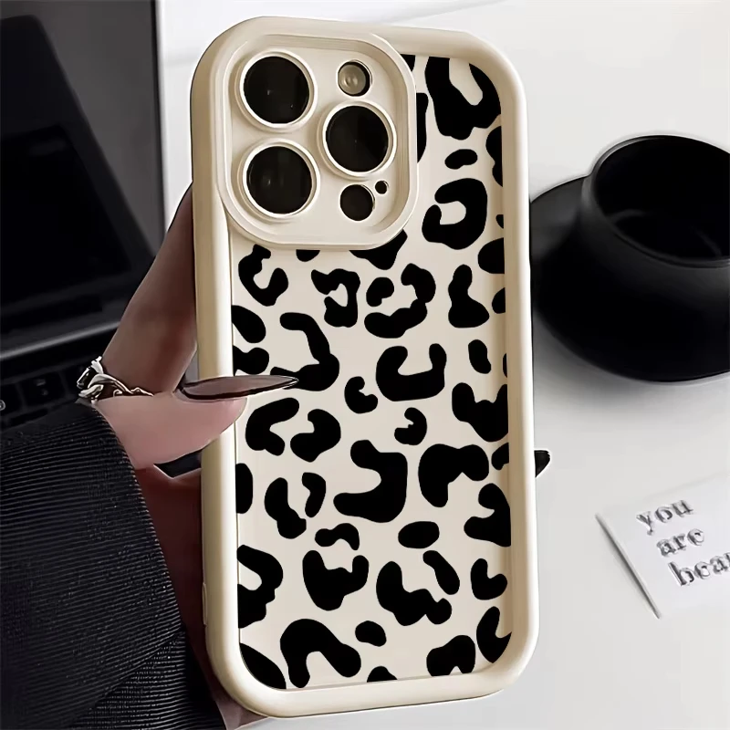 Funda de teléfono con estampado de leopardo para iPhone, carcasa suave de silicona mate para iPhone 14 Pro, 11, 13, 12, 16, 15 Pro Max, XR, XS, X, 7, 8 Plus, SE - imagen 3