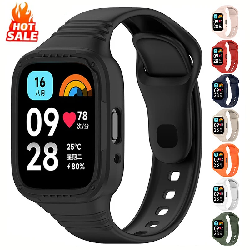 Funda + correa de silicona para Redmi watch 3 active/Lite, accesorios para reloj inteligente, pulsera impermeable para redmi watch 3 active/Lite - imagen 2