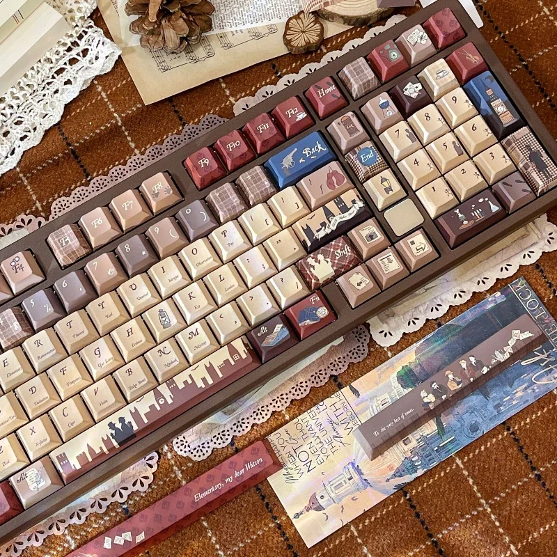 Sleepy Sheep Holmes' Dinner Party Keycaps personalizado PBT cereza/SO perfil Keycap lindo 5 lados tinte-sub dibujos animados Anime punto Key Cap - imagen 4