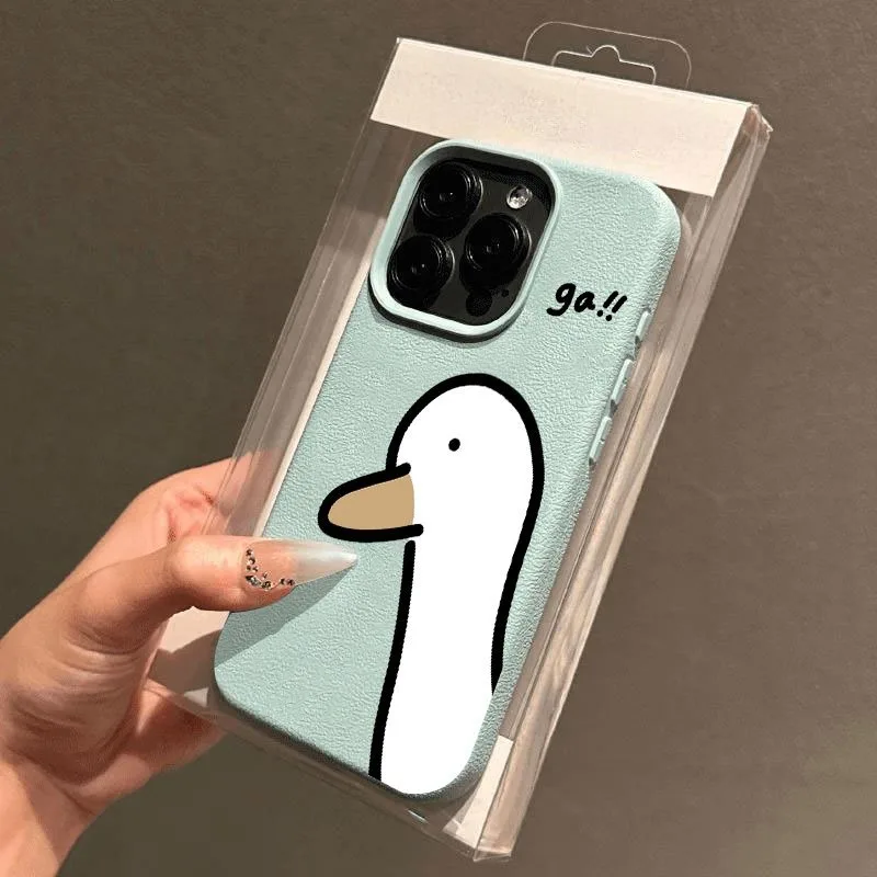Funda de teléfono para iPhone 17 16 15 Pro Max 14 Plus 13 12 11 XS Max X XR 16E 17 Air regalo de moda para amante Linda funda de pato Simple