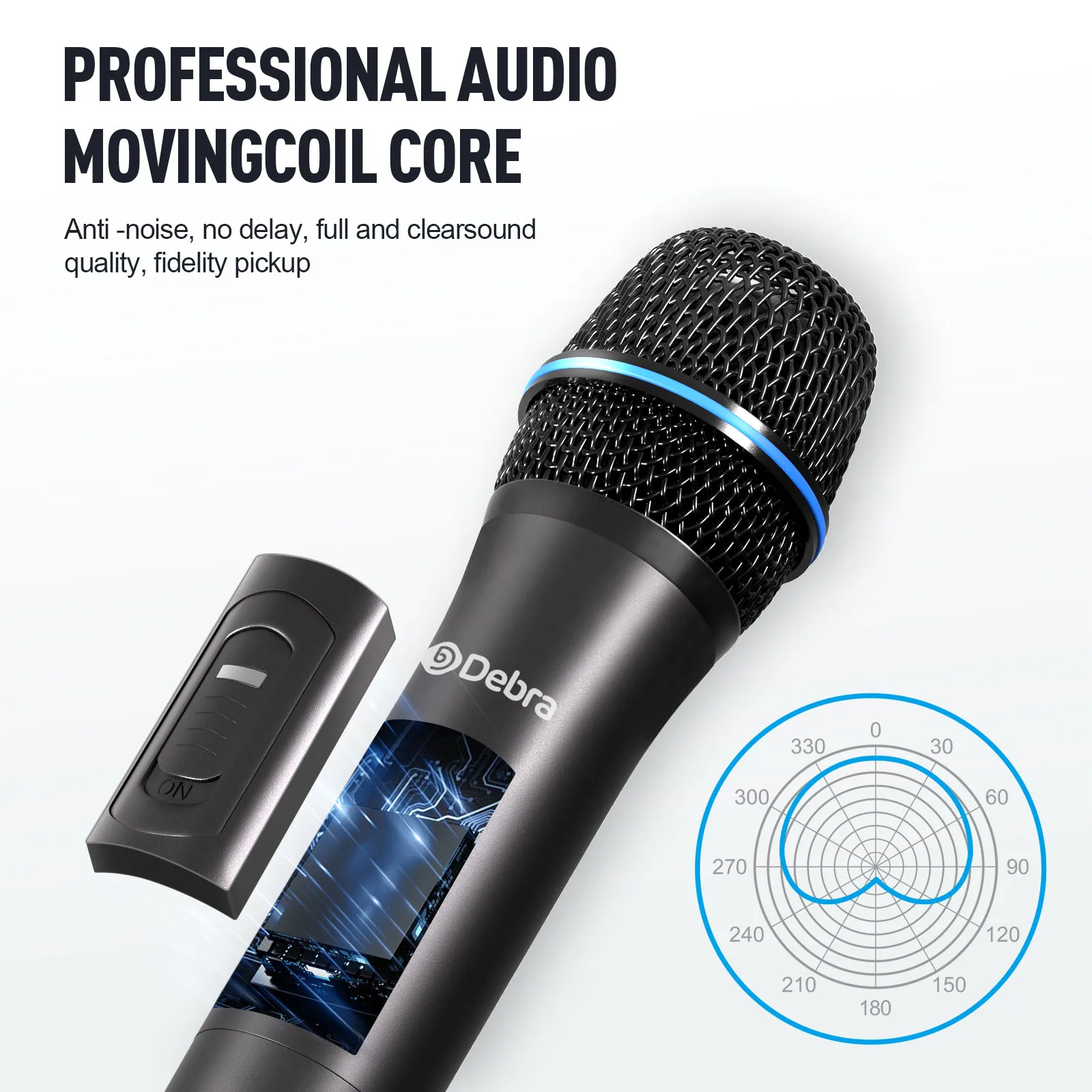 Debra AU-400 Sistema con micrófono inalámbrico portátil de cuatro canales UHF, con micrófonos de solapa y auriculares para actuaciones de banda - imagen 3