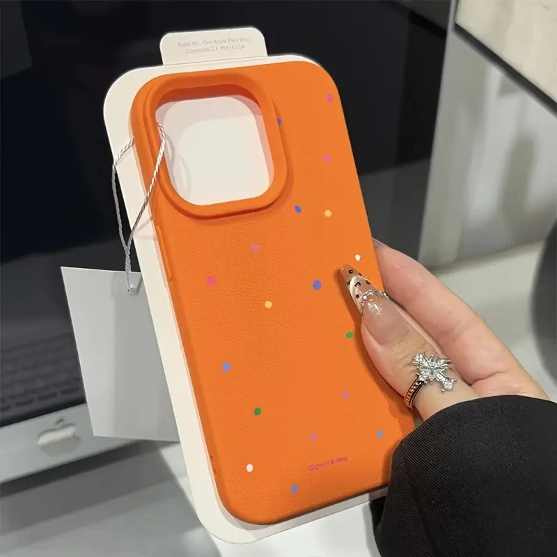 Funda de teléfono de TPU con patrón de lichi y punto ondulado para iPhone 17 Pro Max 16 15 14 13 12 11 16E XS X XR 16 Plus, funda de caramelo suave de aire