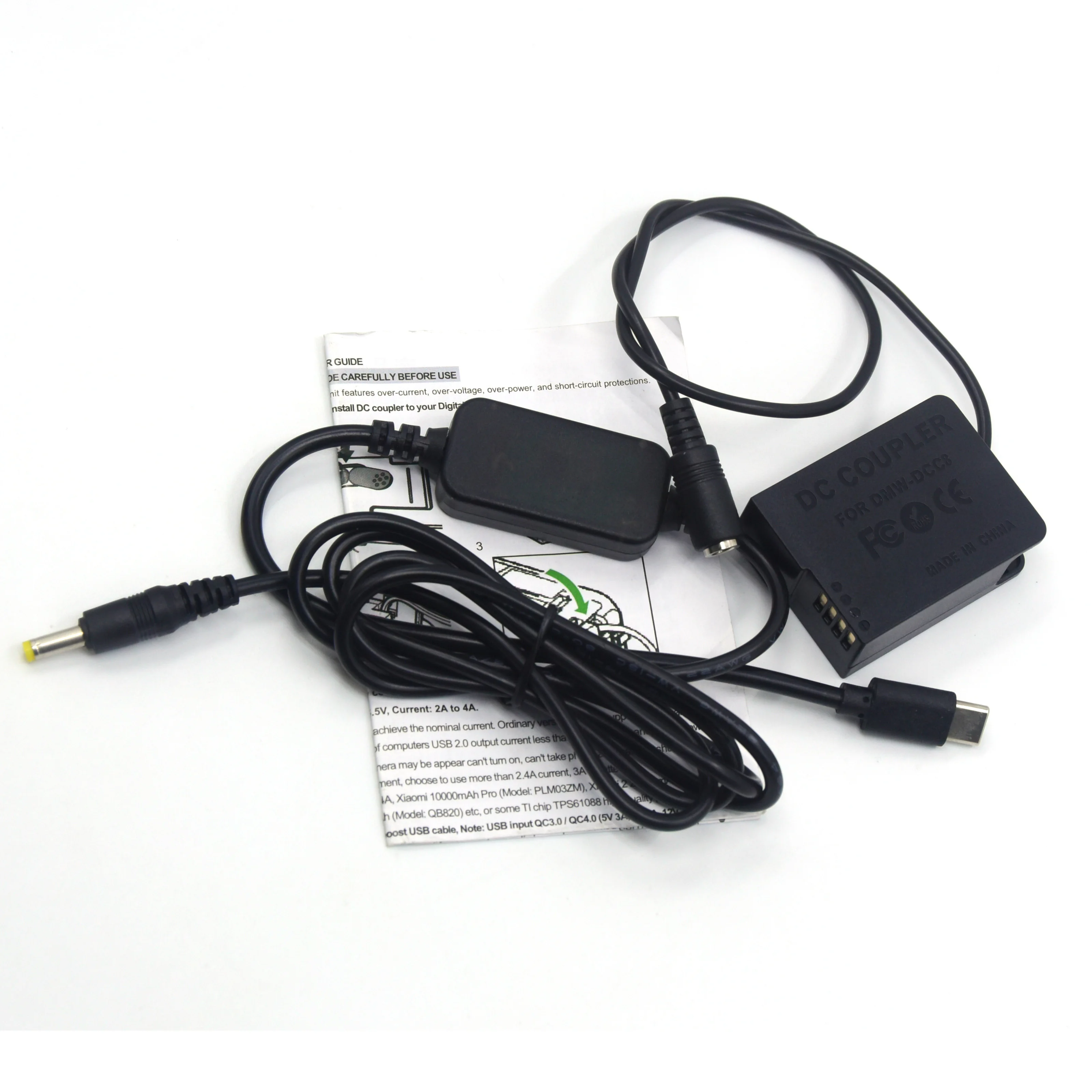 Convertidor USB tipo C PD a Cable CC + batería ficticia decodificada BLC12 DMW-DCC8 para Lumix DMC-GH2 GH2K GH2S FZ200 FZ300 FZ1000 GX8 - imagen 4