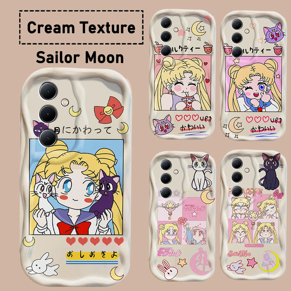 Funda de teléfono Moons Girl Sailor 3D Wave para Samsung Galaxy S24 S23 S21 S20 FE Plus Ultra 4G 5G, funda trasera de silicona suave