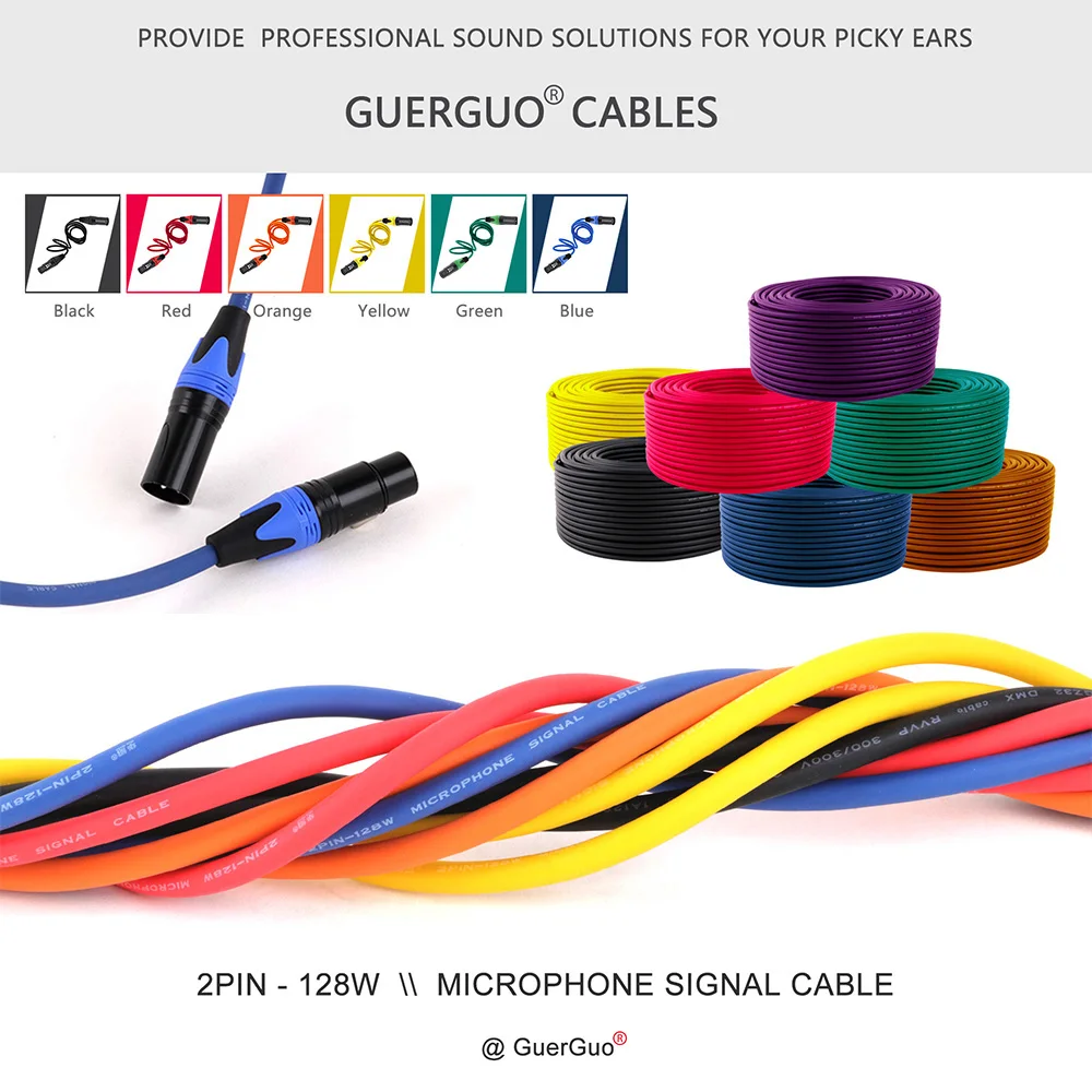 Cable de micrófono XLR macho a hembra de 3 pines multicolor, cobre sin oxígeno (OFC) para equipos de audio y sonido - imagen 2