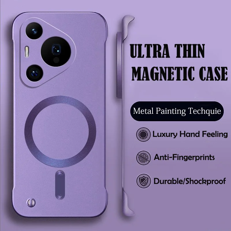 PC dura ultrafina para Magsafe, funda de carga inalámbrica magnética para Huawei Puro 70 Pro P60 P50 P40 Pro, cubierta sin marco a prueba de golpes - imagen 2