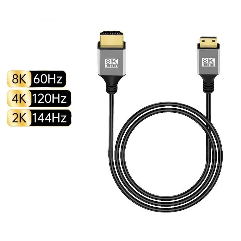 Cable UHD de 0,5 M, 1M, 8K, ángulo arriba/abajo/izquierdo/derecho, compatible con HDMI, Mini pantalla Micro HD, Cable fino para ordenador portátil, PC, Monitor de cámara, HDTV - imagen 5