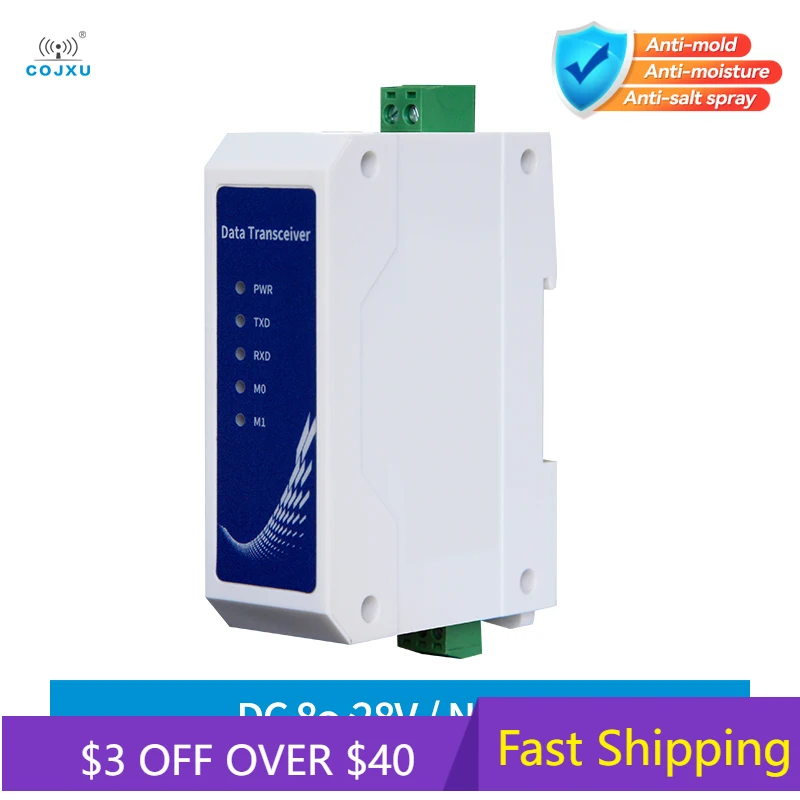 Transceptor de transmisión de datos serie RS485 a RJ45 Ethernet estilo carril estándar Industrial DC/AC/POE COJXU NA111