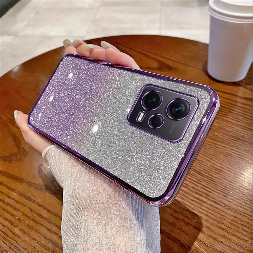 Funda de silicona con gradiente de purpurina de lujo para Xiaomi Redmi Note 12 Pro Note12 11S 10S 9S 10 9 8 Pro, funda protectora de lente suave para teléfono - imagen 3