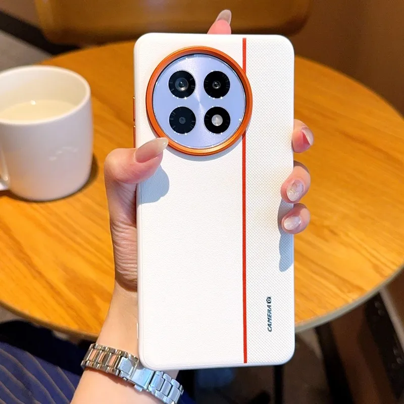 Para OnePlus ACE 5, 5 Pro, 13R funda ELVEV empalme PU cuero duro PC cámara protección teléfono cubierta