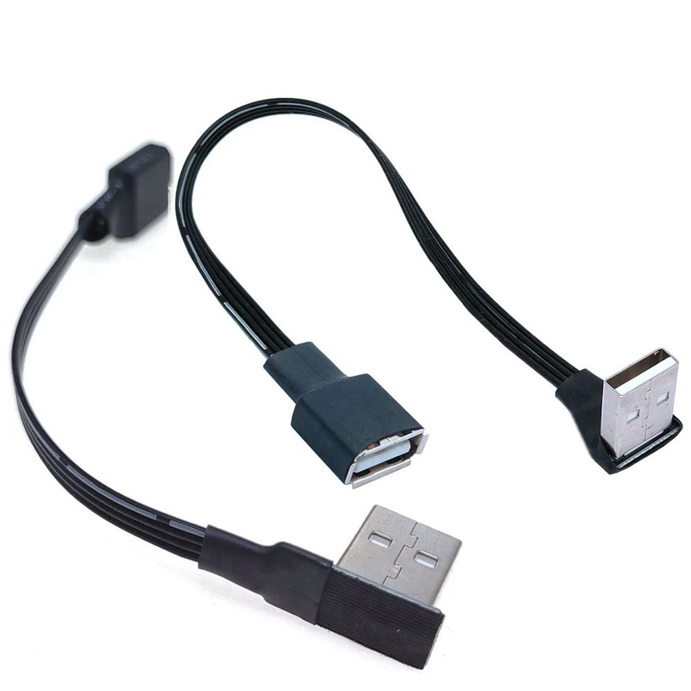 Cable de extensión USB ultrafino, codo de ángulo recto de 90 grados, cable plano de silicona suave, cable de datos de carga de codo USB2.0 - imagen 2