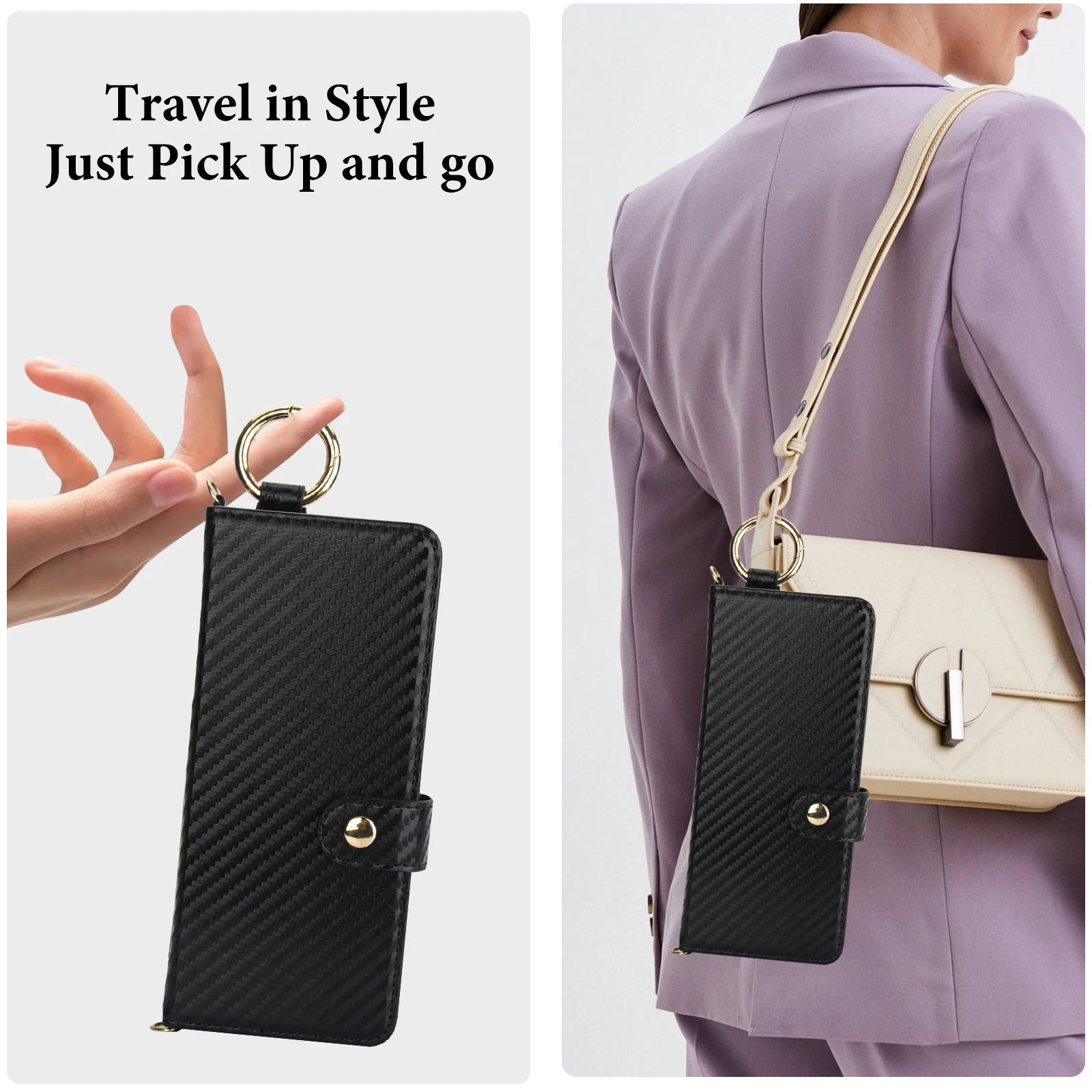 Para Samsung Galaxy Z Fold 7 6 5 4 3 5G cordón cruzado Funda de cuero tipo billetera para tarjetas cuerda para la muñeca funda con soporte abatible con ranura para bolígrafo - imagen 5